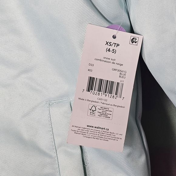 George Kids Pale Blue Winter Snow Jacket Size XS 4-5 - Picture 5 of 13